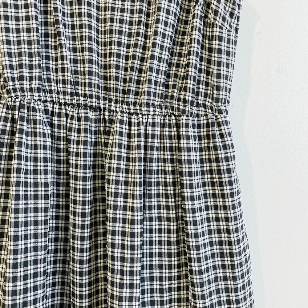 Donna Morgan Midi Dress Size 10 Tiered Dress Plaid Black White Sleeveless New - Picture 5 of 13